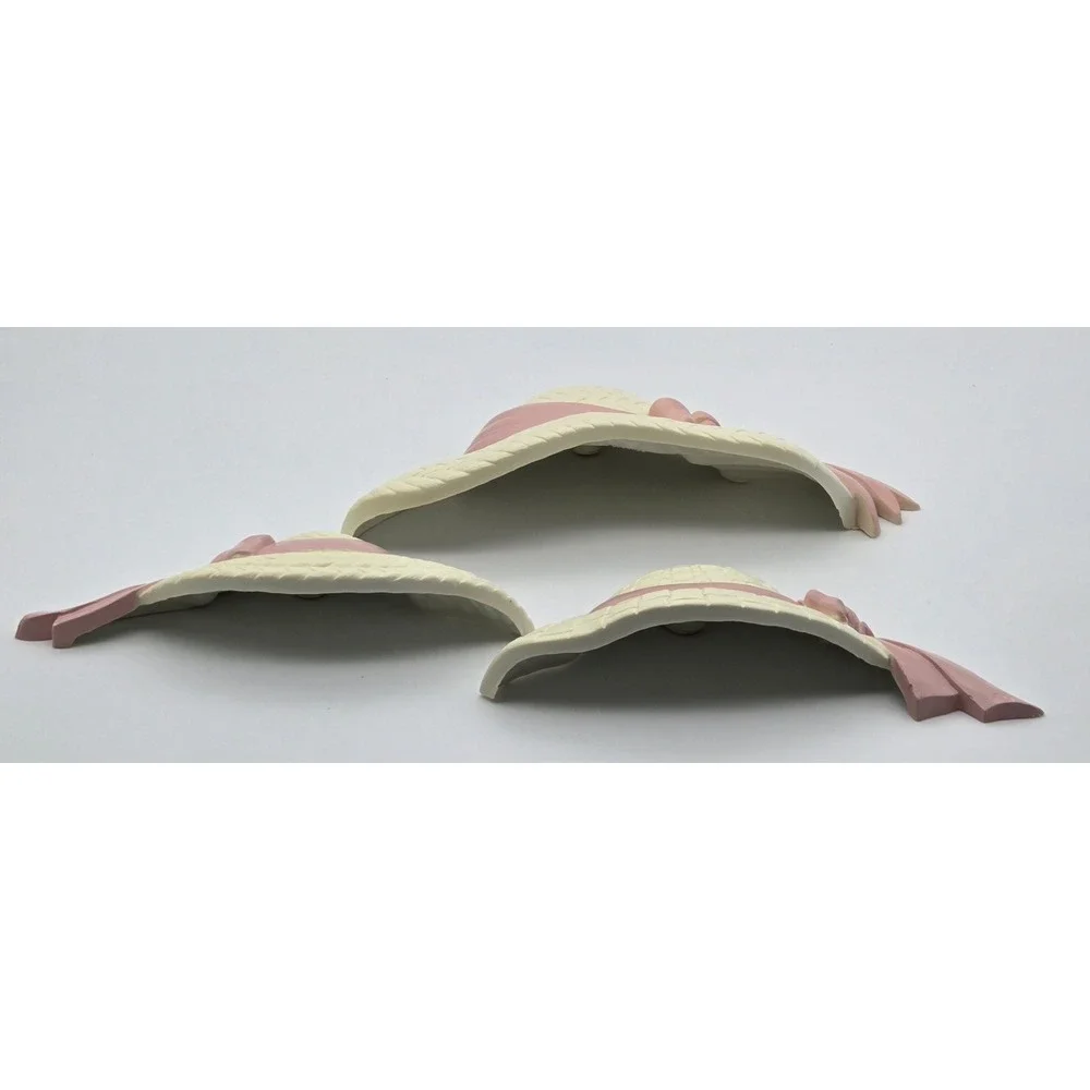 Burwood‎ 1998 USA Wall Plaques Set 3 Pink Ribbon Straw Hat Shabby Chic Decor